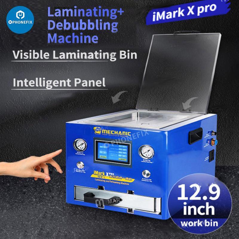 PhoneFix Mechanic iMark X Pro 2-in-1 automatic screen refurbishing machine for laminating and debubbling.