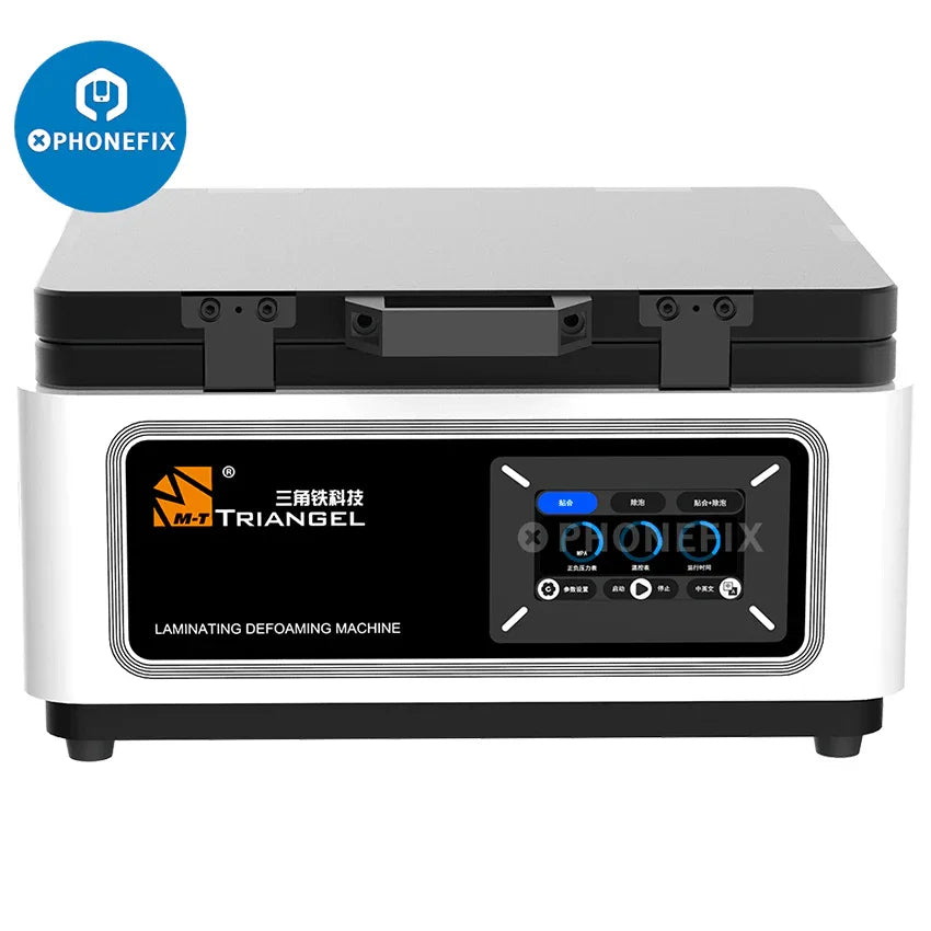 PhoneFix MT-13, MT-16, MT-18 screen vacuum laminating and defoaming machine for phone screen refurbishing, 110V, 7-inch display.