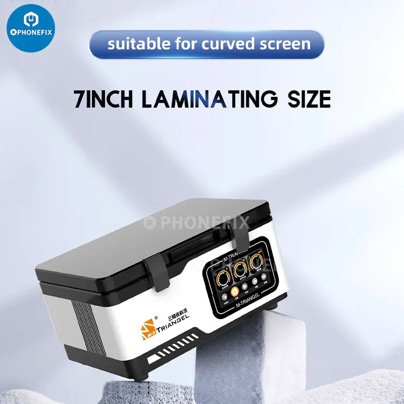 PhoneFix screen refurbishing machine with vacuum laminating and defoaming features for MT-13, MT-16, and MT-18 models.