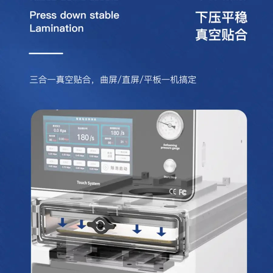 PHONEFIX TBK-208C curved screen laminating machine with bubble remover for phone screen refurbishing, 110V.
