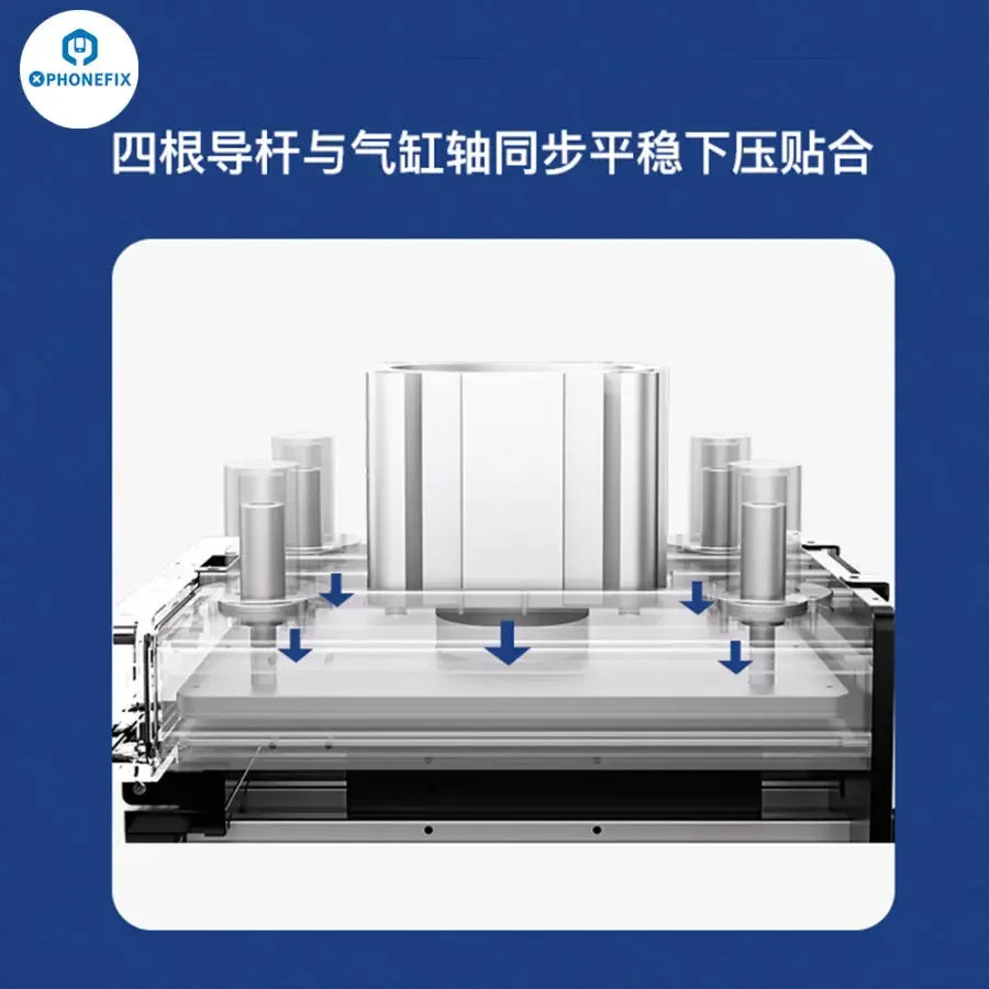PhoneFix TBK-208C curved screen laminating machine with bubble remover for screen refurbishing and repair.