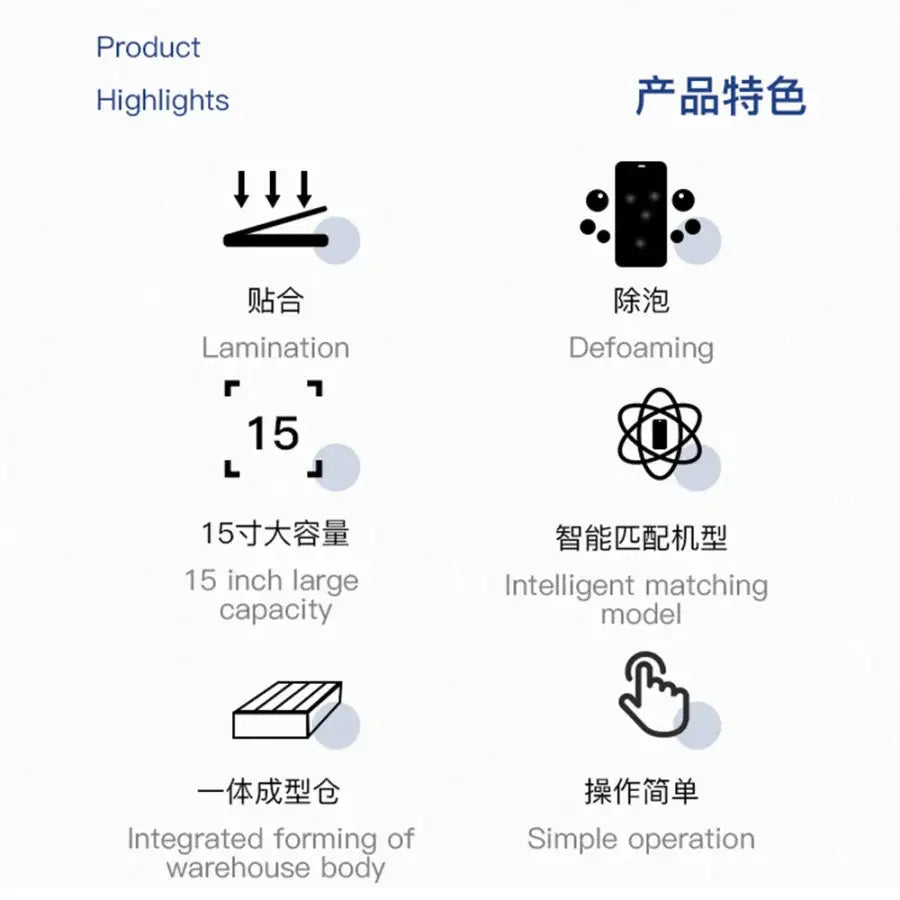 PhoneFix TBK-208C curved screen laminating machine with bubble remover for phone screen refurbishing, 110V device.