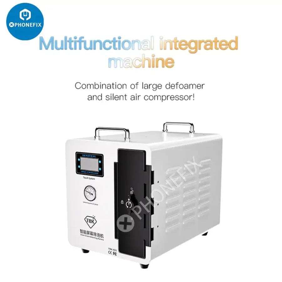 PhoneFix TBK-405 15-inch smart screen defoaming bubble remover machine used for screen refurbishing and bubble removal.