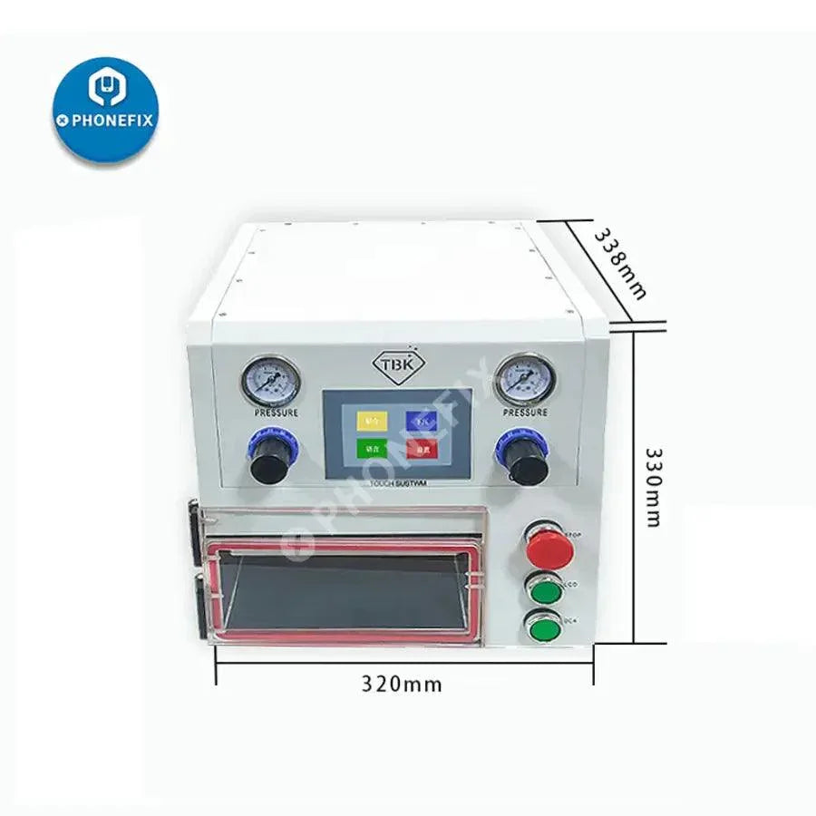 PHONEFIX TBK108P Edge LCD Screen Laminating Machine with LCD bubble remover for screen refurbishing and repair.