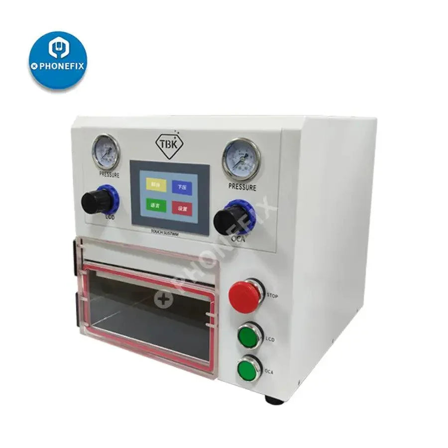 PHONEFIX TBK108P Edge LCD Screen Laminating Machine with LCD Bubble Remover for screen refurbishing and repair.