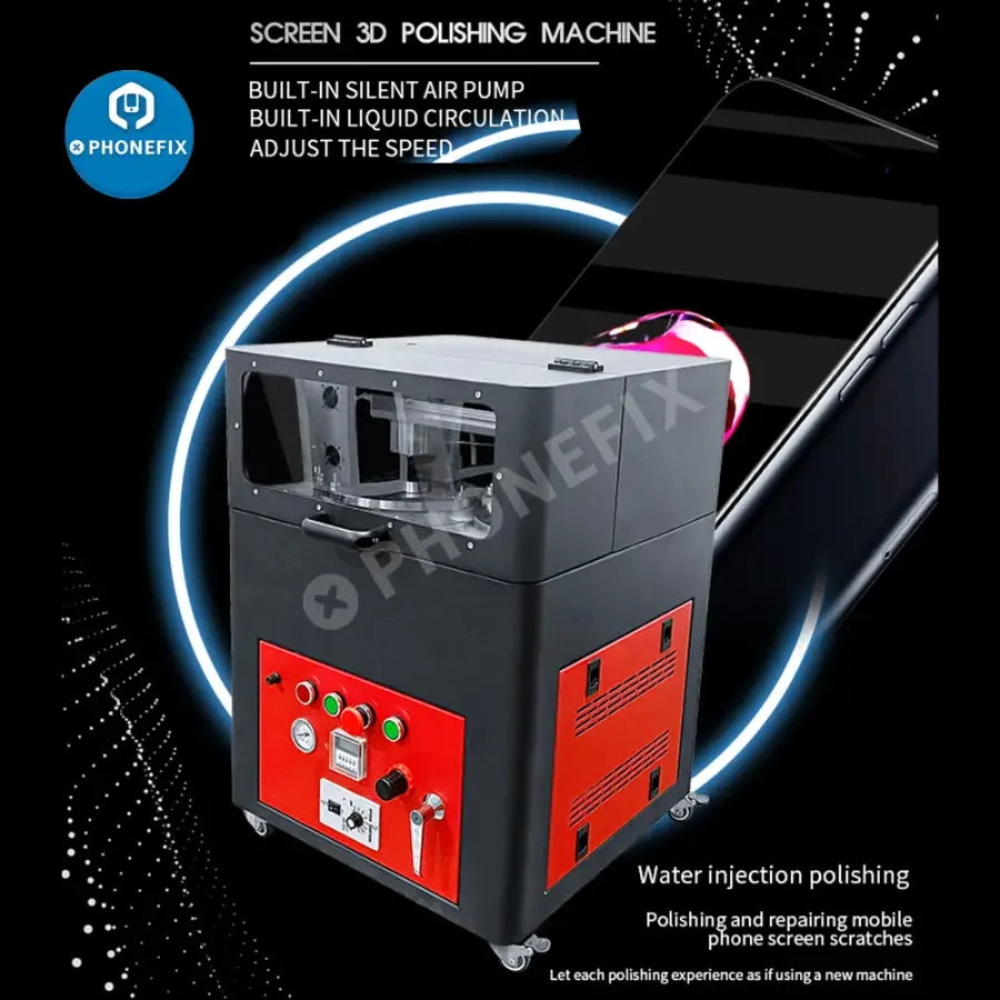 PHONEFIX TBK938 screen grinding and polishing machine for removing LCD scratches on mobile device screens.