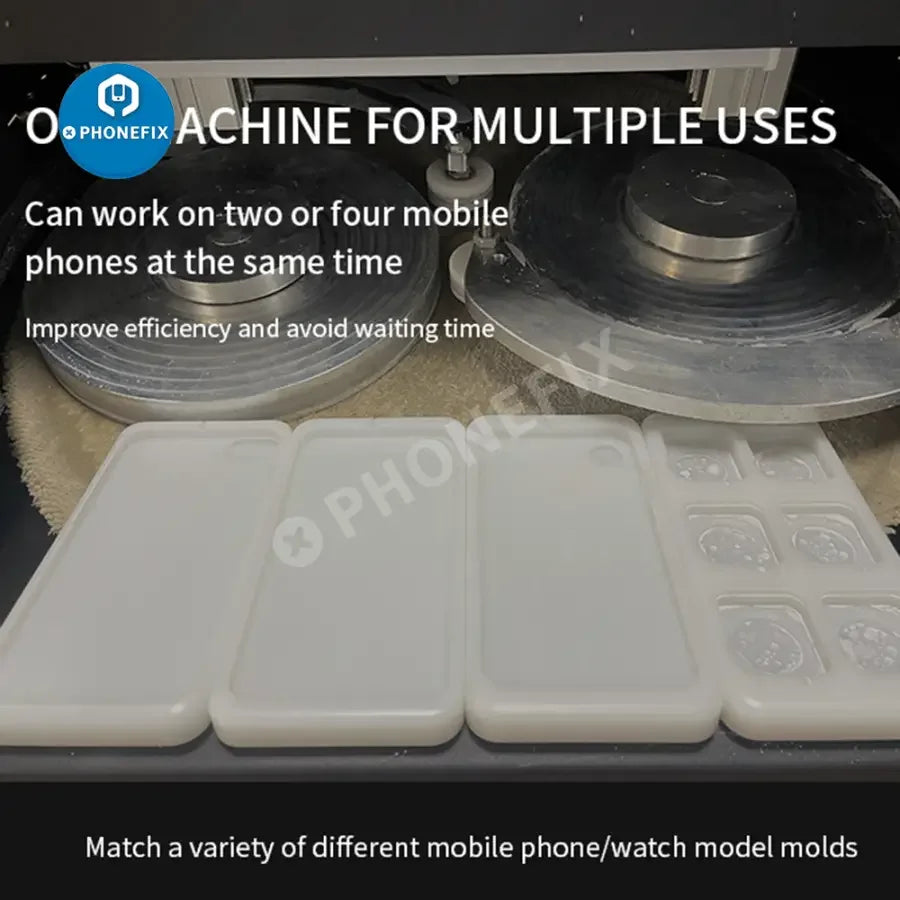 PhoneFix TBK938 screen grinding and polishing machine used for removing LCD scratches from phone screens.