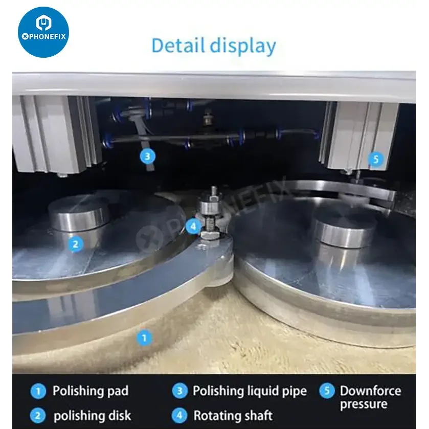 PHONEFIX TBK938 screen grinding and polishing machine for removing LCD scratches on mobile device screens.