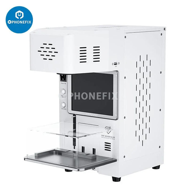 PhoneFix 20W TBK-958F auto laser machine for iPhone back glass removal, used for screen refurbishing and repair.