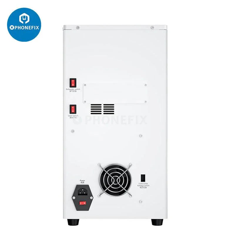 PHONEFIX 20W TBK-958F auto laser machine for iPhone back glass removal, used for screen refurbishing and repair.