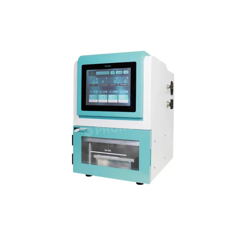 Nasan NA-VR2 digital display control vacuum laminate machine for phone screen refurbishing, with curved touch screen interface.