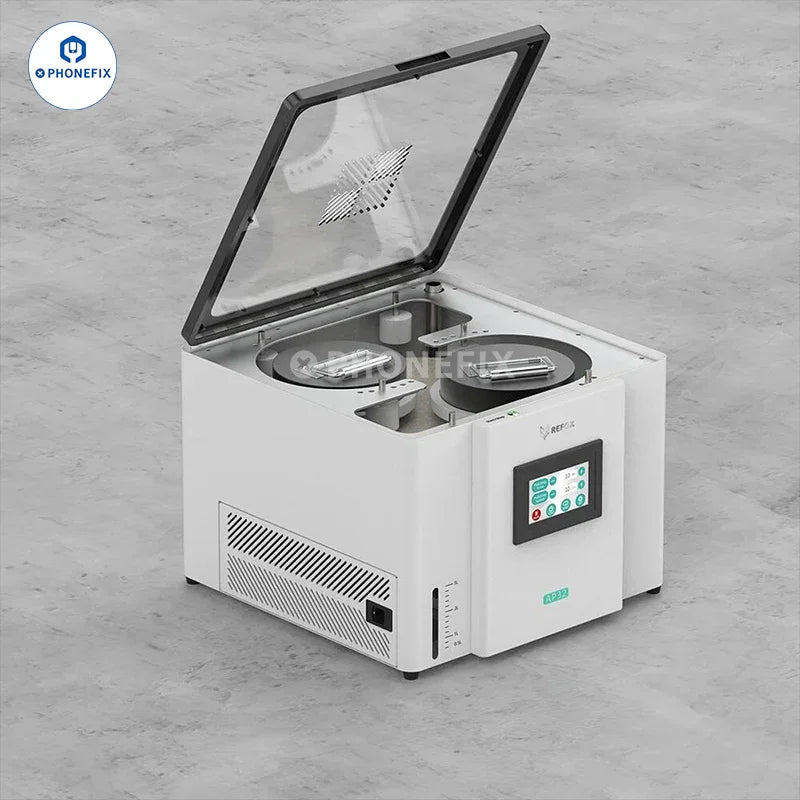 REFOX AP32 screen refurbishing machine by PHONEFIX with LCD screen for scratch repair and polishing of mobile device screens