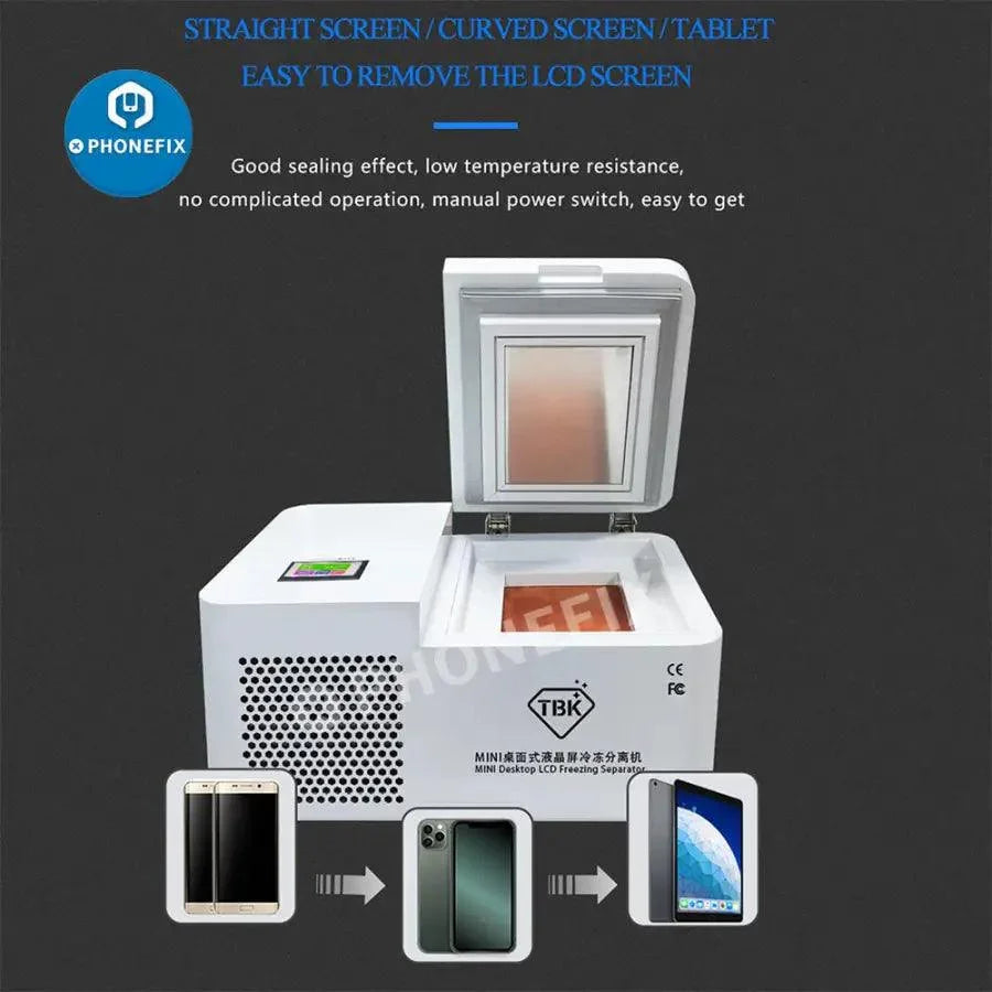 PhoneFix TBK-578 Mini Desktop LCD Laminating and Separating Machine for screen refurbishing, 220V, compact and efficient.