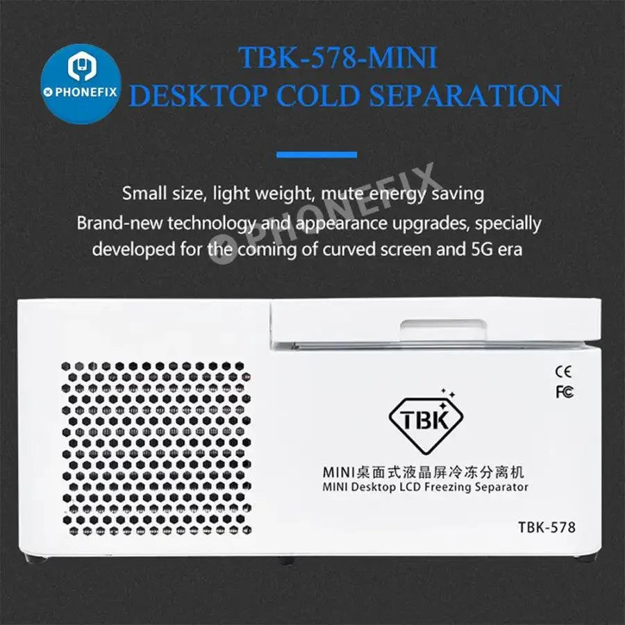 PhoneFix TBK-578 Mini Desktop LCD Laminating and Separating Machine for screen refurbishing, 220V, compact design.