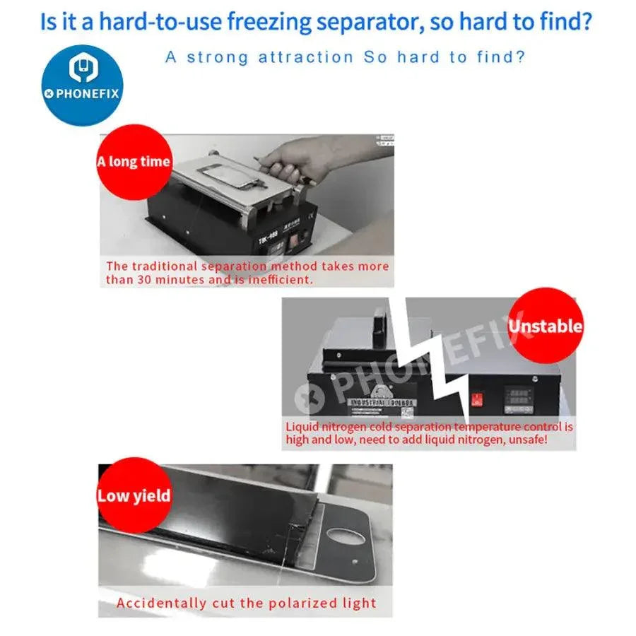PhoneFix TBK-578 Mini Desktop LCD Laminating and Separating Machine used for screen refurbishing and LCD repair.