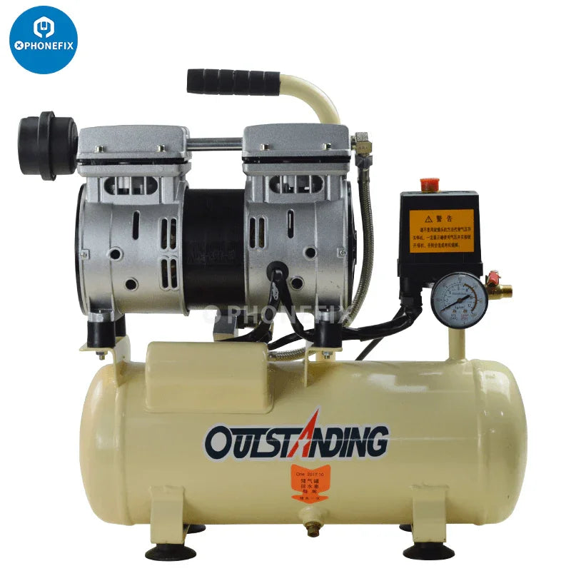 PHONEFIX 30L air compressor vacuum pump for LCD laminator repair, used in screen refurbishing machines for electronics repair.