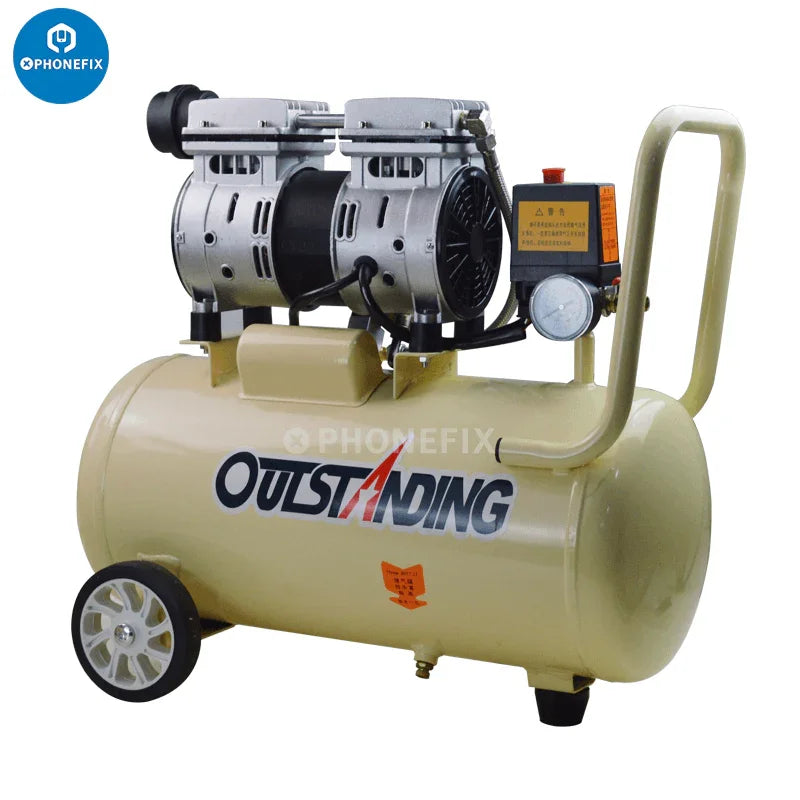 PhoneFix 30L air compressor and vacuum pump for LCD laminator repair, used in screen refurbishing machines.