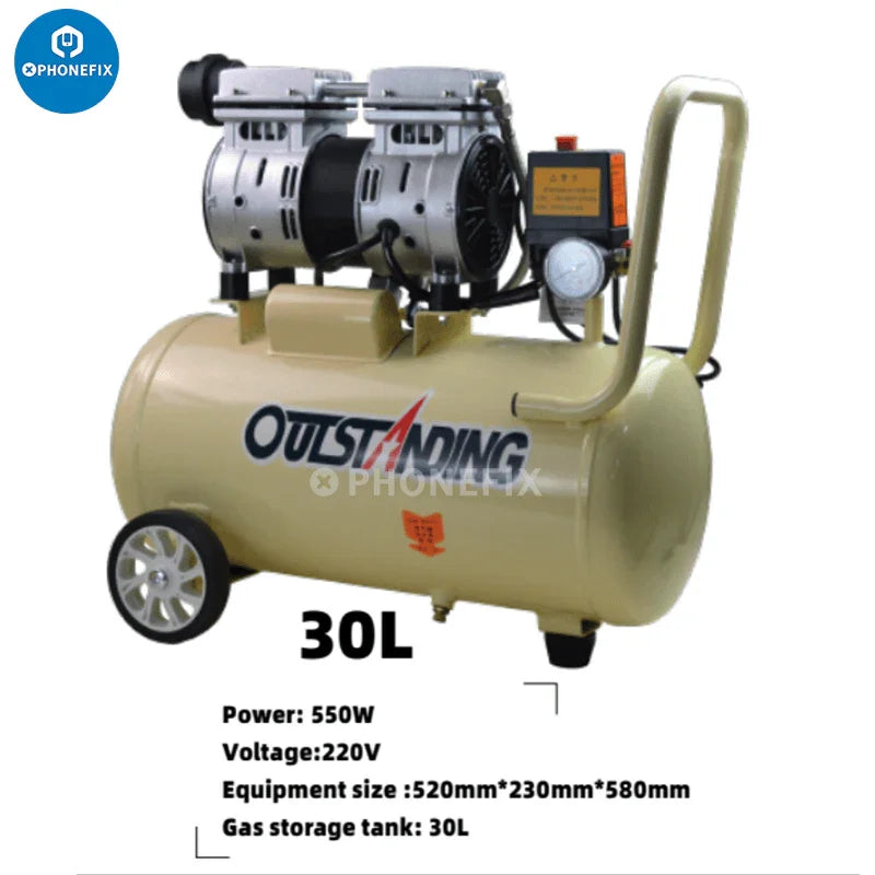 PhoneFix 30L air compressor and vacuum pump for LCD laminator repair, screen refurbishing machine with durable design.