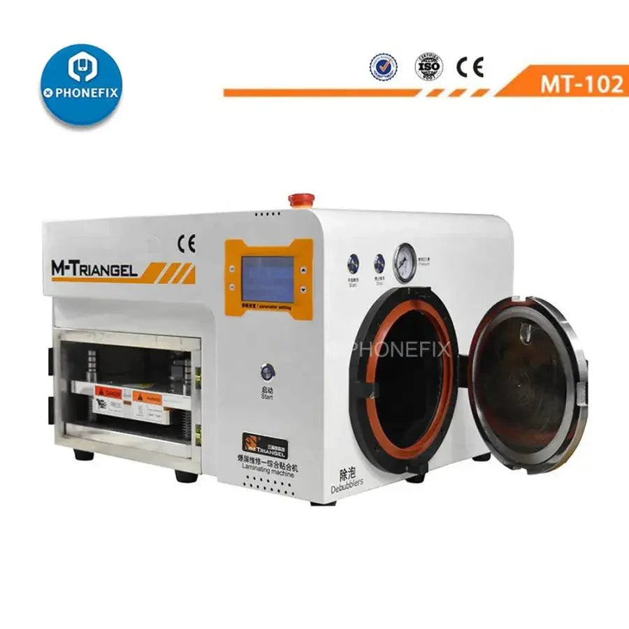 PhoneFix M-Triangel MT-102 vacuum OCA laminating machine for curved screen repair, used for phone screen refurbishing.