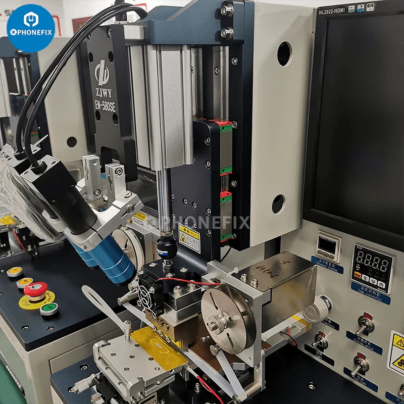 EN-580SE Flex Cable Bonding Machine by PHONEFIX for phone LCD repair and screen refurbishing, with detailed controls and display.