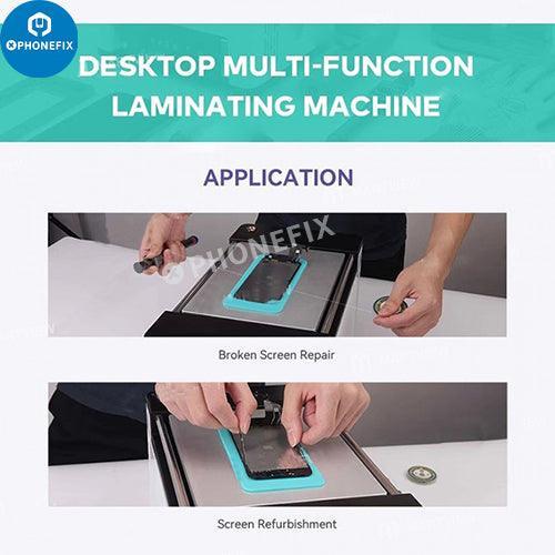 Phonefix REFOX FM-30 FM40 LCD laminating and separating bubble remover for screen refurbishing, with LCD display and US plug.