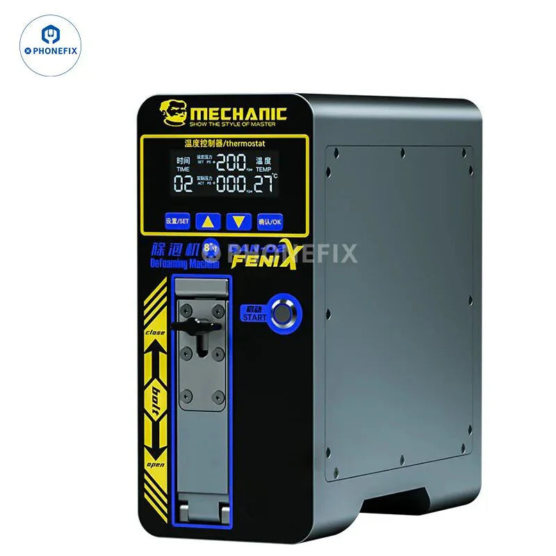 Fenix Screen Bubble Remover Defoaming Machine by PHONEFIX, used for screen refurbishing and bubble removal in electronics repair.