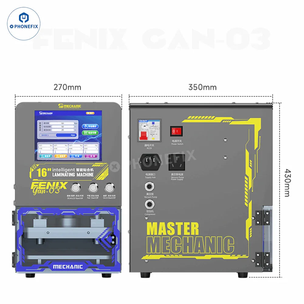 PHONEFIX GAN-03 FENIX 16-inch screen laminating bubble remover machine for screen refurbishing with 110V US plug