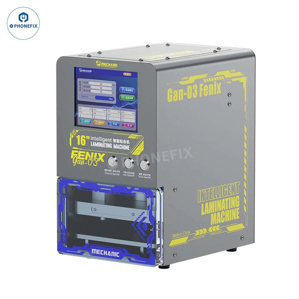 PhoneFix GAN-03 Fenix 16-inch screen laminating bubble remover machine for phone screen refurbishing and bubble removal.