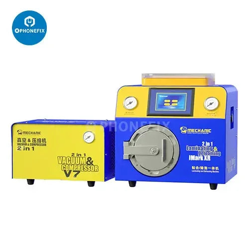 PhoneFix iMark XR laminating debubbling machine and compressor for screen refurbishing, 110V, professional repair equipment