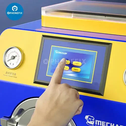 PhoneFix iMark XR laminating debubbling machine with compressor for screen refurbishing and repair.