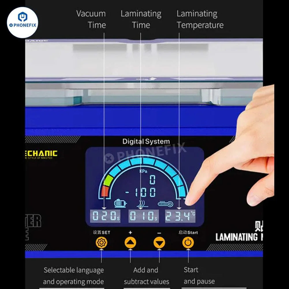 PHONEFIX MECHANIC GAN-03 Abag laminating machine for 8-inch flat and edge screens, used for screen refurbishing.