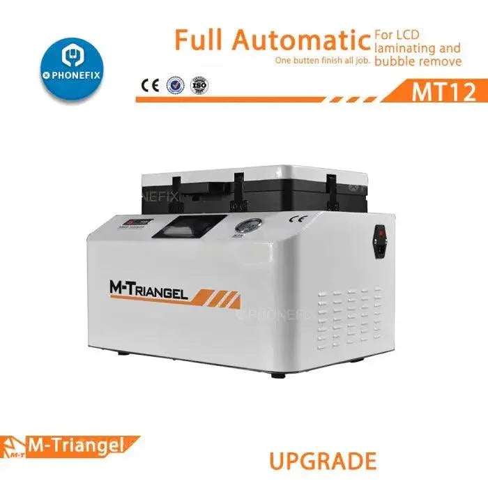 Phonefix OCA lamination bubble removing machine for LCD screen refurbishing, with controls and LCD holder in a professional setup.