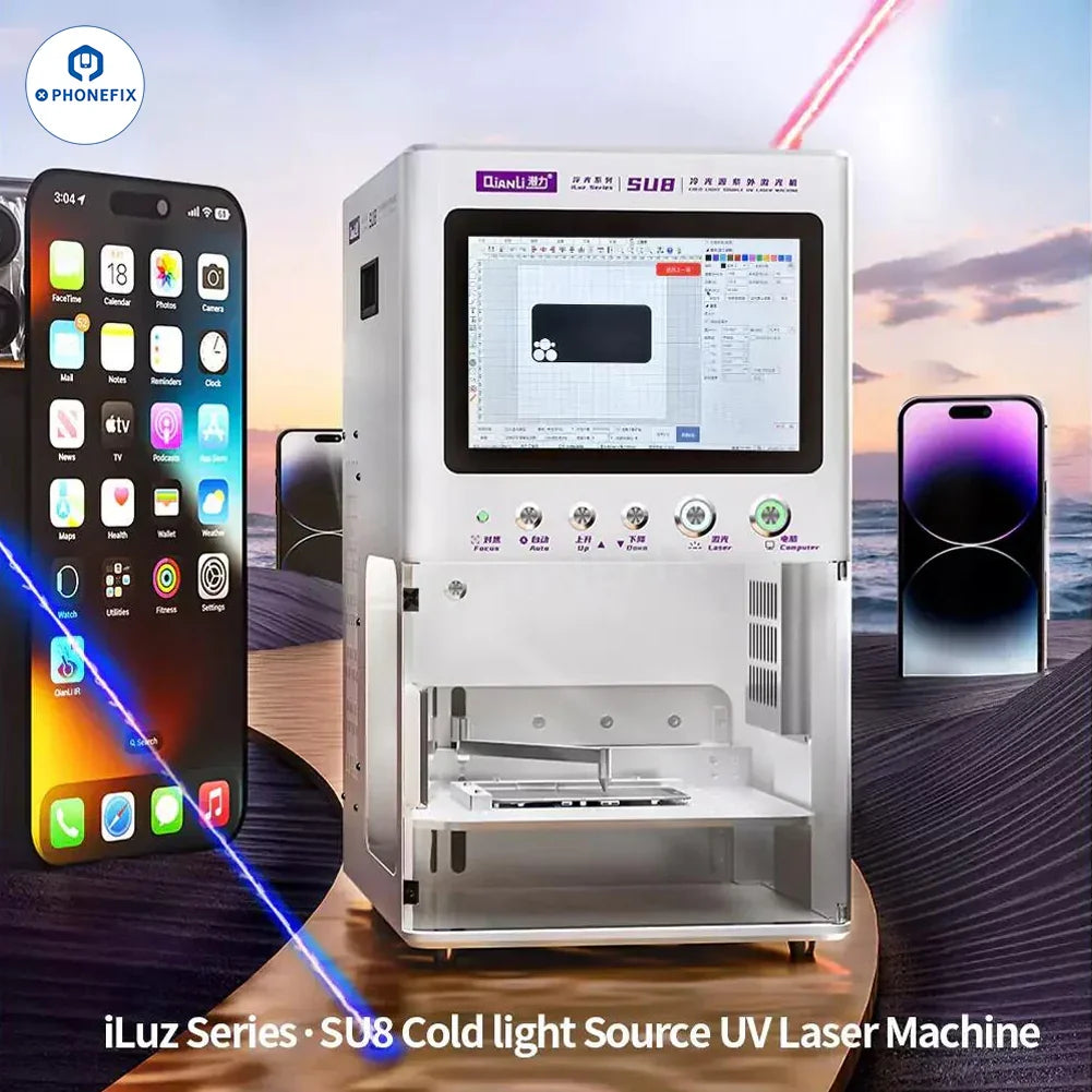 La máquina separadora de pantallas láser UV PhoneFIX se utiliza para la extracción del cristal trasero del teléfono y la restauración de la pantalla.
