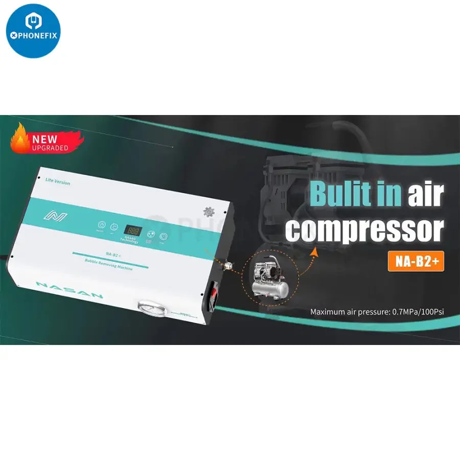 PhoneFix NASAN NA-B2+ air bubble remover for 7-inch screen defoaming, part of the screen refurbishing machine for electronics repair.