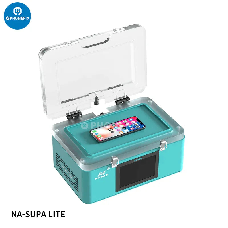Nasan NA-SUPA Lite Max LCD laminating bubble removal machine by PHONEFIX for screen refurbishing and bubble elimination.