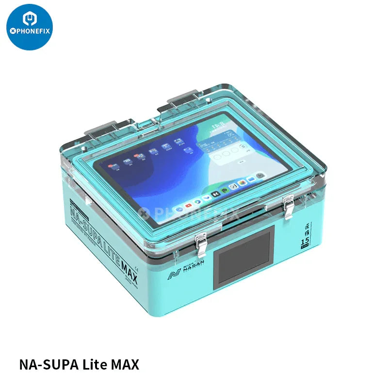 Nasan NA-SUPA Lite Max LCD laminating and bubble removal machine by PHONEFIX, used for screen refurbishing and repair.