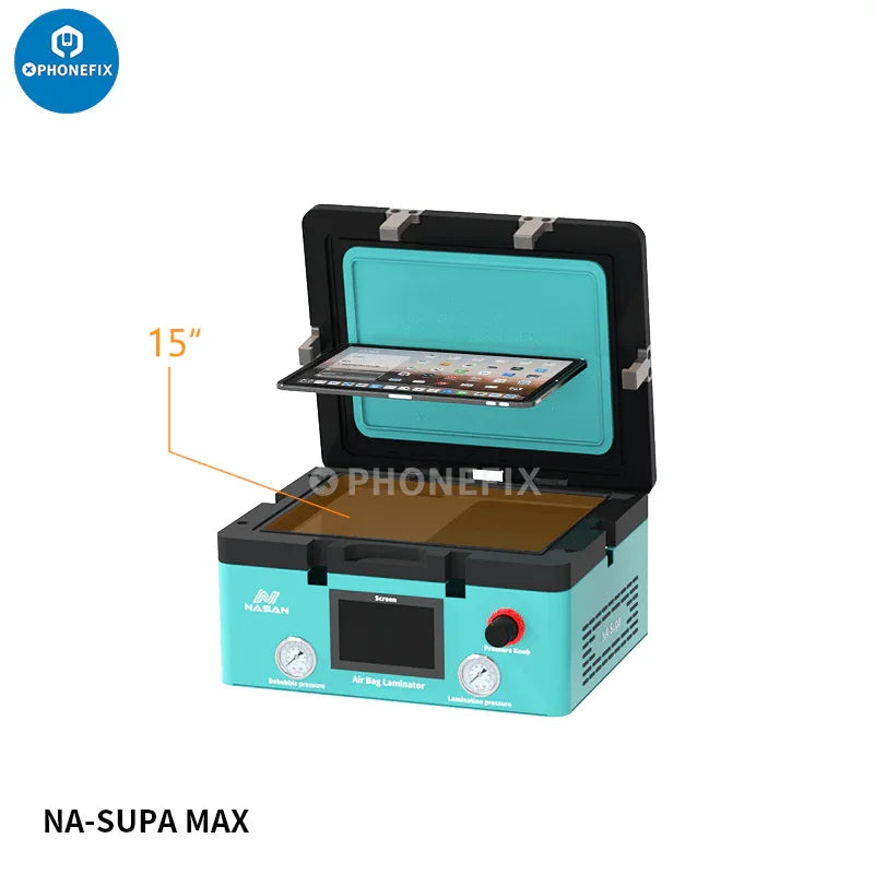 Nasan NA-SUPA Lite Max LCD laminating bubble removal machine for screen refurbishing by PHONEFIX, compact and professional-grade.