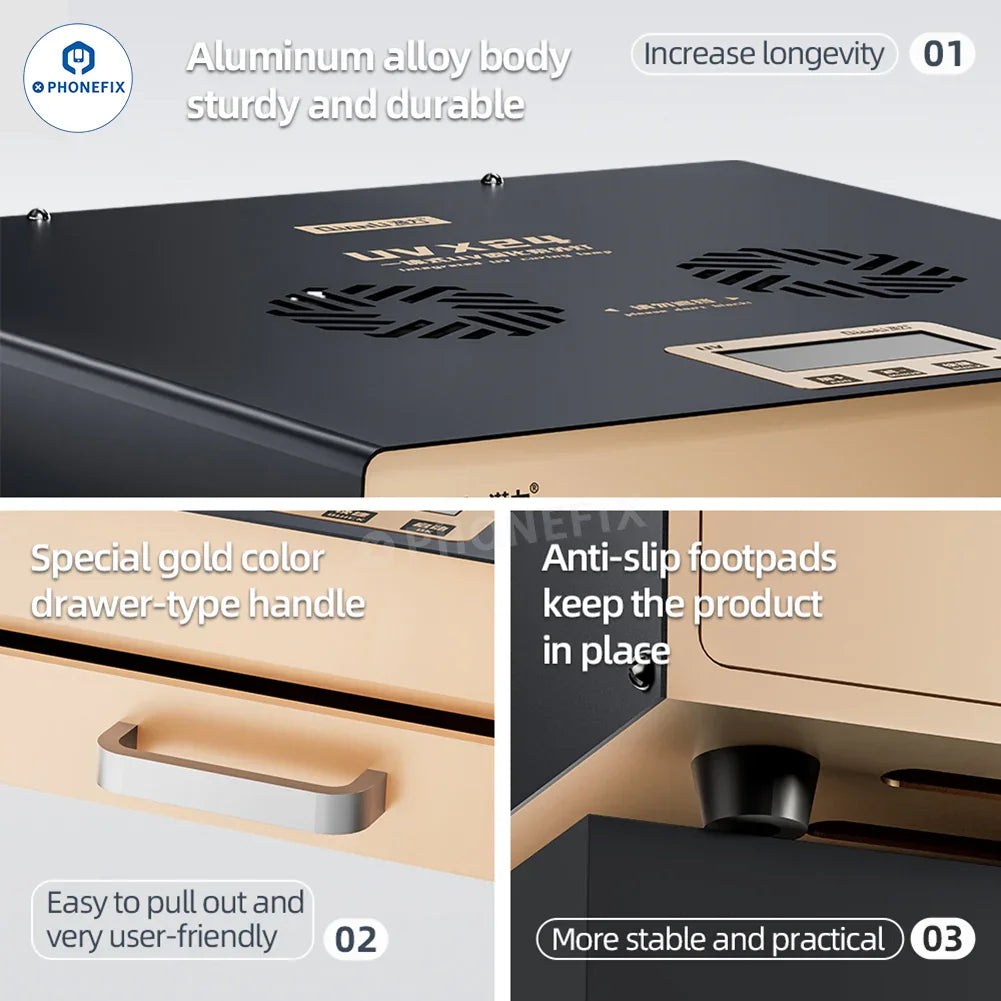 PHONEFIX UVX24 16-inch UV curing lamp box for phone and tablet screens, part of the screen refurbishing machine for repairs