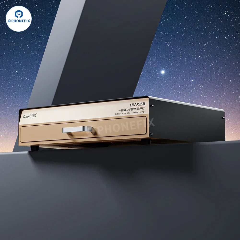 PHONEFIX QIANLI UVX24 16-inch UV curing lamp box for phone and tablet screen refurbishing, with digital controls and compact design.
