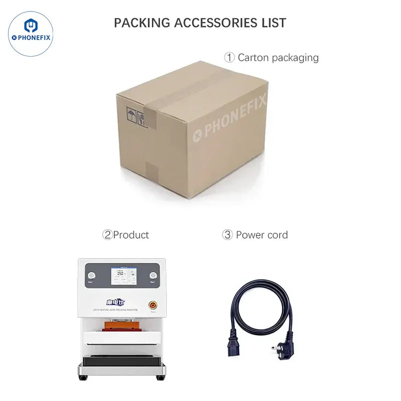 PhoneFix TBK 201H screen refurbishing machine for back cover heating and pressure, used for phone screen repairs.