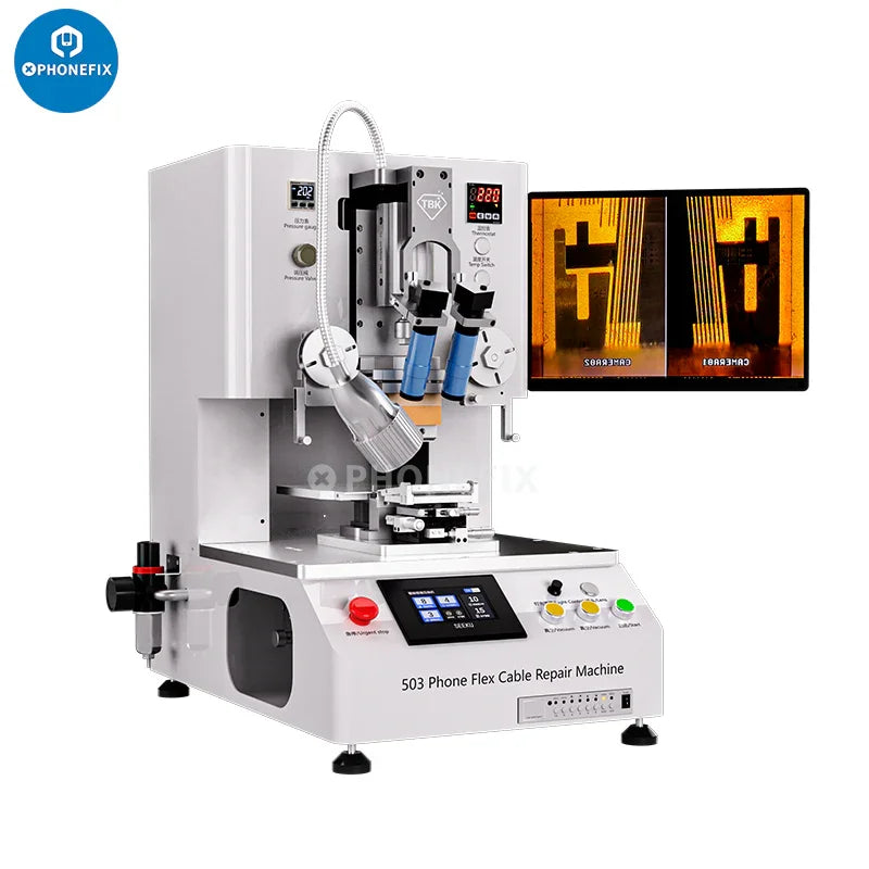 PhoneFix TBK COF COP screen flex cable press repair bonding machine for refurbishing smartphone screens.