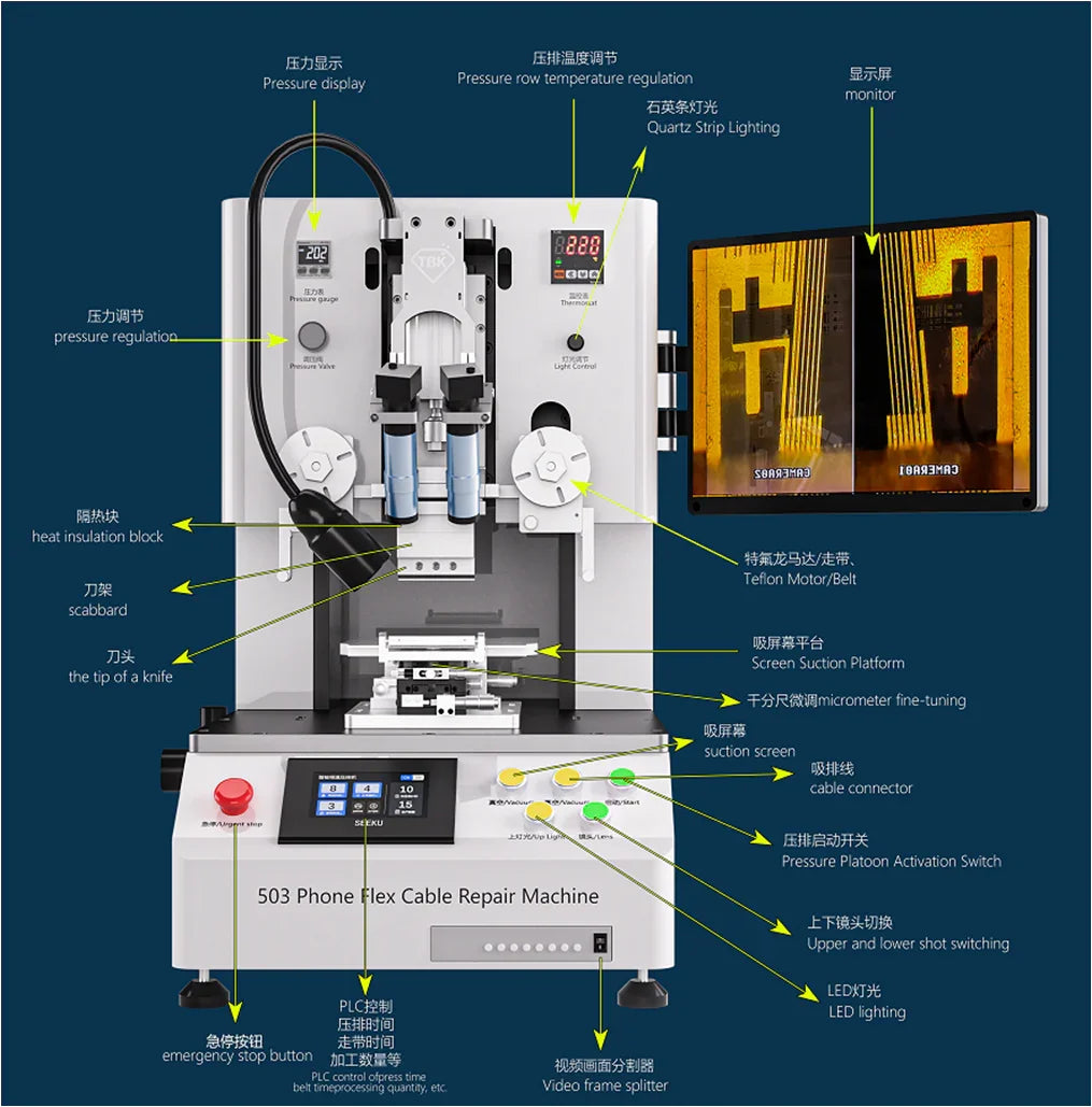 PhoneFix TBK COF COP screen flex cable press repair machine used for refurbishing smartphone screens and bonding repairs.