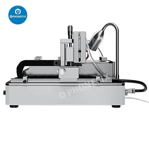 PHONEFIX TBK 918 2-in-1 phone screen cutting and grinding machine for refurbishing, shown in action with precision tools.
