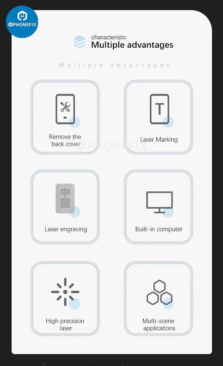 PhoneFix TBK 958L Blue Light Laser Machine for phone back glass removal and screen refurbishing process.
