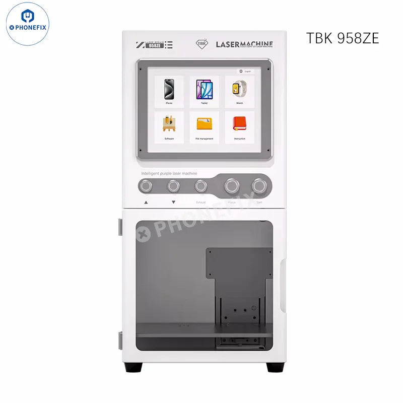 PhoneFix TBK 958ZP UV laser screen and back glass remover machine for phone refurbishing, with control panel and laser components
