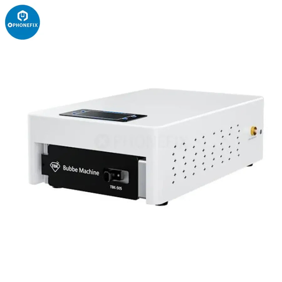 TBK 505 Mini built-in air pressure defoamer machine for LCD screen refurbishing by PHONEFIX, compact device with LCD display.