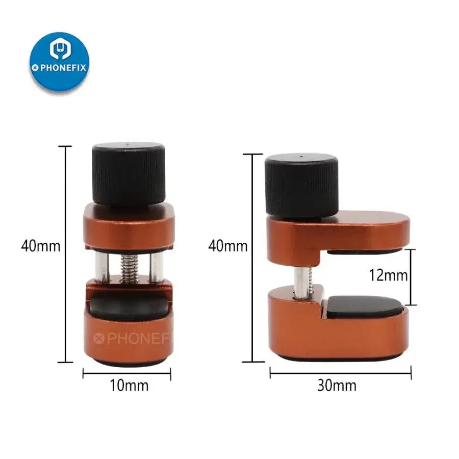 Pince de fixation métallique pour écran LCD de téléphone, utilisée comme outil de fixation par PHONEFIX.