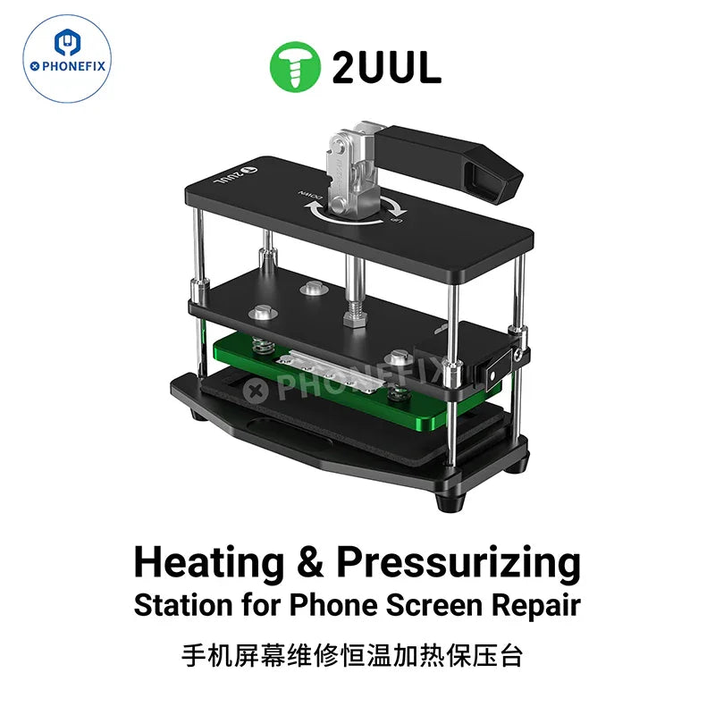 PHONEFIX 2UUL heating pressurizing station for phone screen pressure repair, with adjustable controls and heating elements.