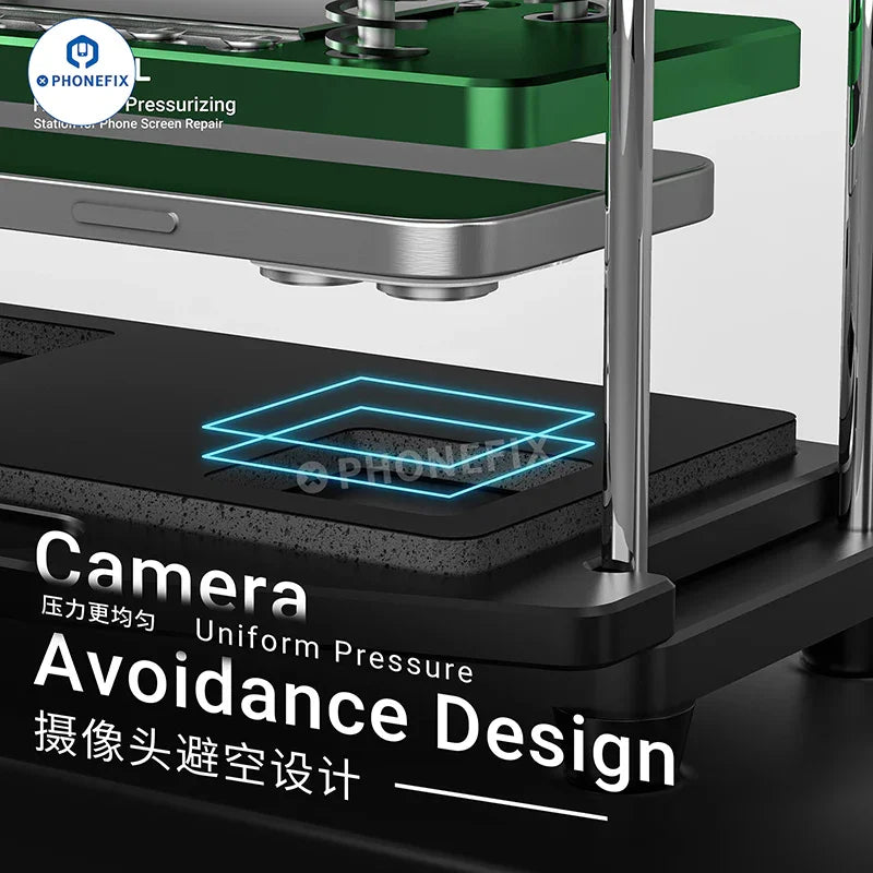 PHONEFIX 2UUL Heating Pressurizing Station for phone screen repair, with pressure tools for precise screen pressing.