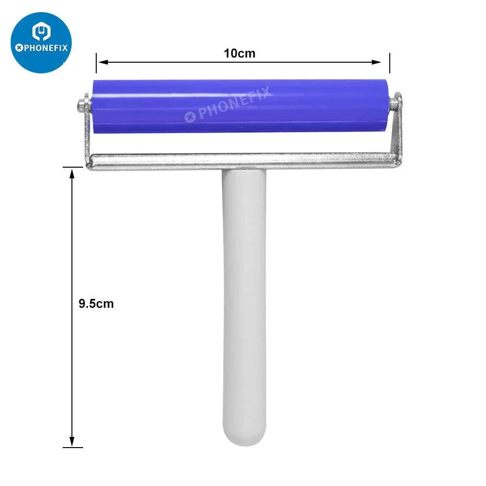 White silicone roller screen pasting tool for LCD and OCA repair, used for applying adhesive in phone repair.